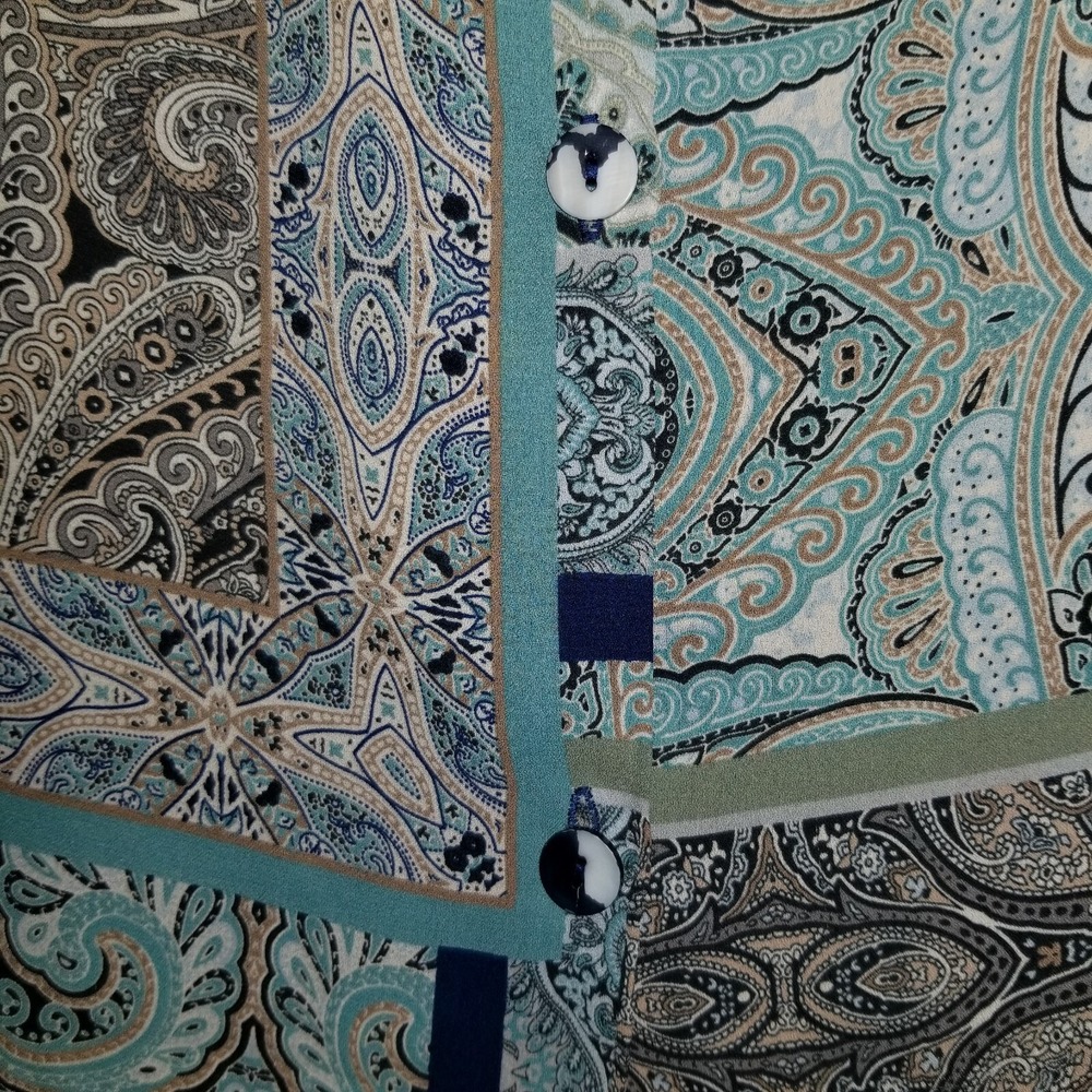 Artisan NY Women's Tank Blouse Medium Blue Floral Paisley Sleeveless Top Boho - Picture 2 of 8